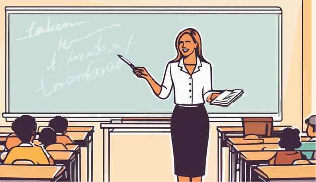 Una profesora dando clase