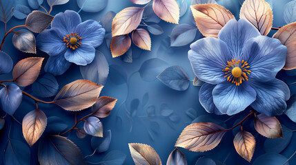 Beautiful spring purple blue flower with golden