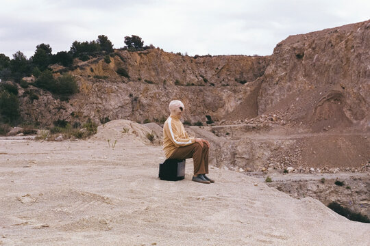 alien sitting on a television set, 35mm film