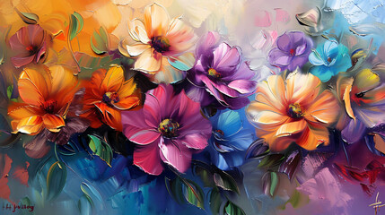 Beautiful wallpapers of colourful flowers painted