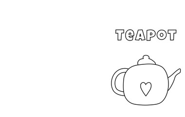 Obraz premium Coloring With Thick Lines For The Little Ones, Teapot Coloring Page