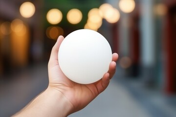 Fototapeta na wymiar White ball in hand. Prediction, future, magic ball. Fate