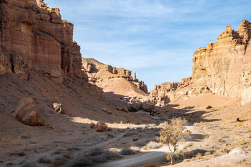 Fototapeta premium Charyn canyon in Almaty, Kazakhstan. Beautiful view of the canyon from above