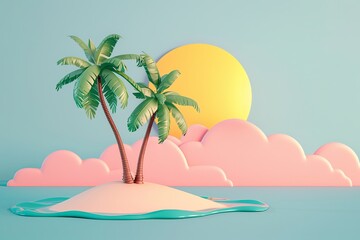 3D Icon of Deserted Island