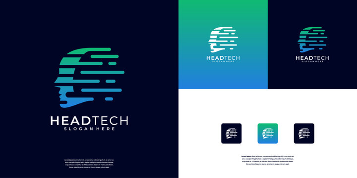 Abstract artificial intelligence logo design inspiration. innovation, smart people, and future technology.