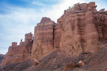 Fototapeta premium Charyn canyon in Almaty, Kazakhstan. Beautiful view of the canyon from above