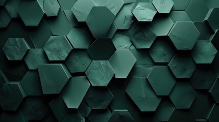 Geometric 3d background of dark green color.