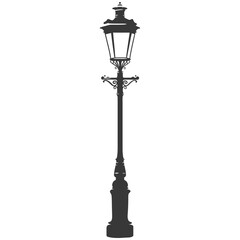 Fototapeta na wymiar Silhouette Park lamp black color only