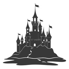 Obraz premium Silhouette sand castle black color only