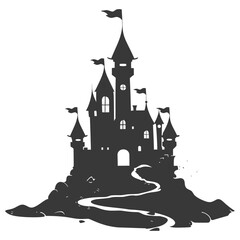 Obraz premium Silhouette sand castle black color only