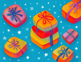 Colorful holiday season presents and gifts 