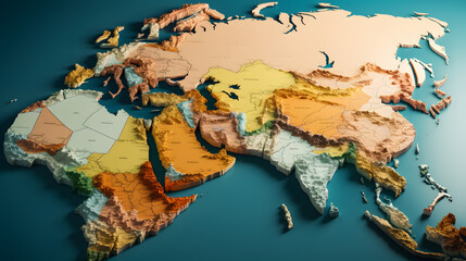 World Map Topographic Map Dark Ocean