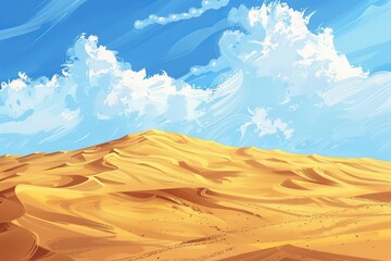 Detailed desert landscape Showcasing the beauty and solitude of sand dunes under a vast Open sky - obrazy, fototapety, plakaty