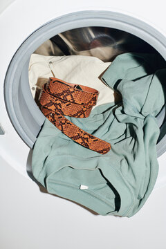 clothes in the washing machine