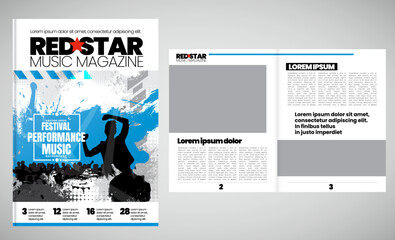 Printing magazine with music subject in background, easy to editable vector - 753880318