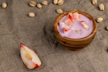 preparation of nectarine yogurt using fresh ripe nectarines