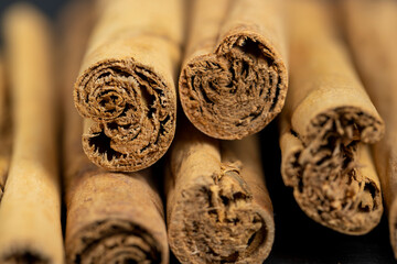 fragrant fresh cinnamon in twisted sticks