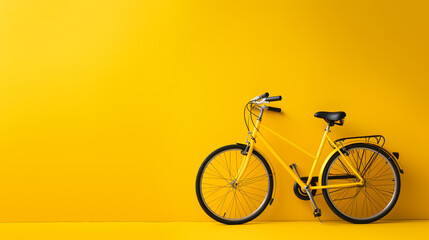 A hybrid commuter bike on a light yellow background - obrazy, fototapety, plakaty