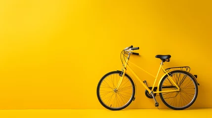 Fotobehang Fiets A hybrid commuter bike on a light yellow background