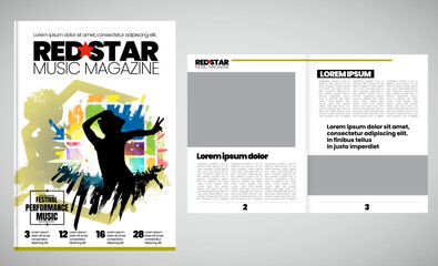 Printing magazine with music subject in background, easy to editable vector - 753880703