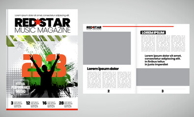 Printing magazine with music subject in background, easy to editable vector - 753880724