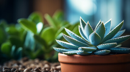 A macro shot of potted succulent plant with spotless background - Powered by Adobe