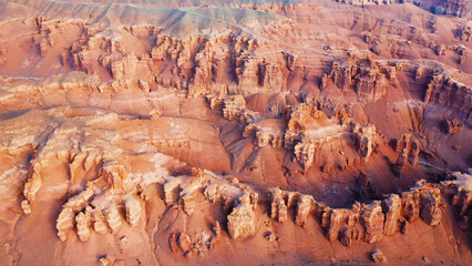 Aerial view of Charyn canyon, Kazakhstan. Beautiful view of the canyon