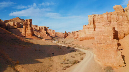 Aerial view of Charyn canyon, Kazakhstan. Beautiful view of the canyon