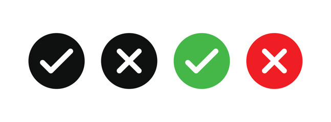 Right And Wrong icon Vector Illustration. Check mark and Cross mark Symbol. Yes And No Check Marks Icons.
