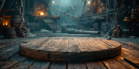 Empty wooden scene on a pirat ship.