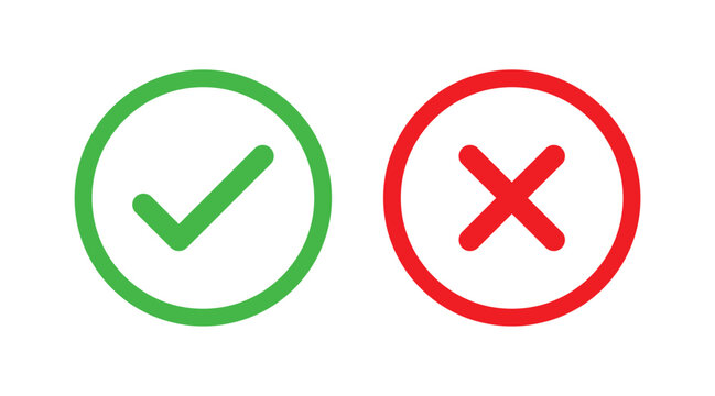 Right And Wrong icon Vector Illustration. Check mark and Cross mark Symbol. Yes And No Check Marks Icons.
