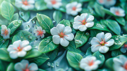 Jasmines Spring Dance, Blossoms Amidst Verdant Leaves, Natures Perfumed Whisper