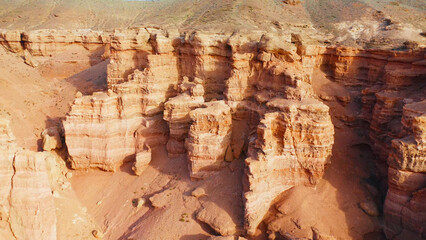 Aerial view of Charyn canyon, Kazakhstan. Beautiful view of the canyon