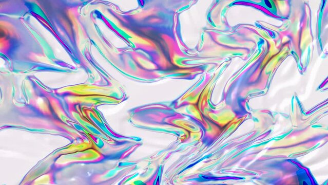 Abstract wavy water background in colorful gradient color. Modern colorful wallpaper with grain effect. 3d rendering. Gradient waves flowing motion design background 4k