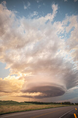 Naklejka na ściany i meble Vertical shot of dramatic supercell storm clouds over Nebraska