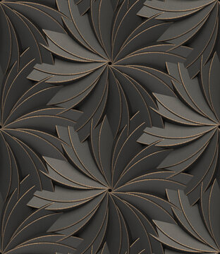 Wallpaper pattern of black architectural flower.