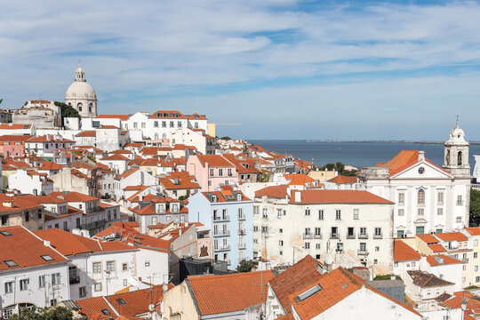 landscape of the old part of lisbon in portugal