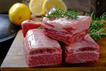 Savory Delight: 4K Ultra HD Image of Close-Up Raw Beef Ribs