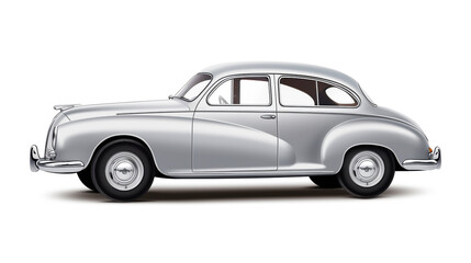 A silver sedan car on a white background - obrazy, fototapety, plakaty