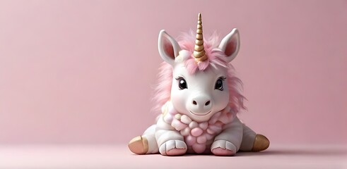 isolated on soft background with copy space illustration little unicorn concept