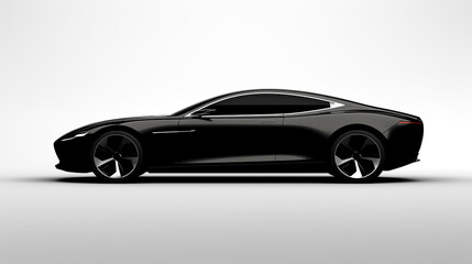 A sleek black sport car isolated on white background