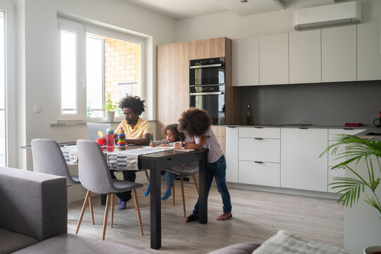Father And Children At Home