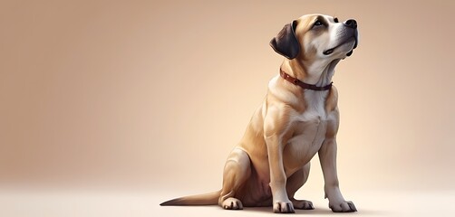 isolated on soft background with copy space dog concept.