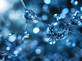 Image of a molecule atom model ozone and oxygen molecules. Abstract in structure molecule , symbolizing concepts in science and medicine. AI