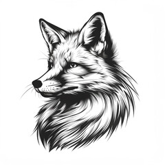 Black linear drawing of a fox.  - obrazy, fototapety, plakaty