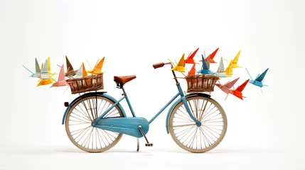 Foto auf Acrylglas A vintage bicycle with baskets on it over white background © rai stone