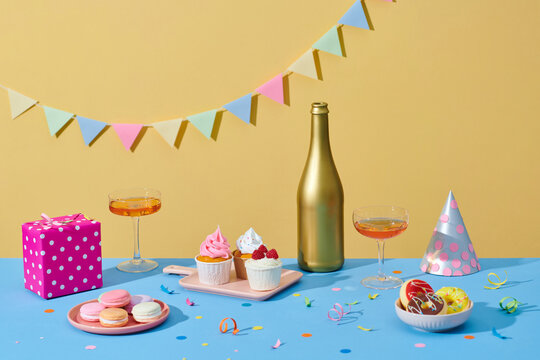 Table with sweets prepared for Birthday party
