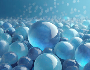 blue glass balls, 3D render, blue background, art, wallpapers