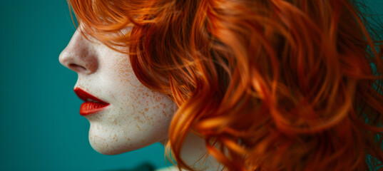 Intriguing Portrait, Red-Haired Mystery - obrazy, fototapety, plakaty