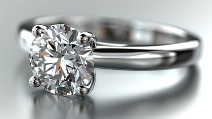 Close Up of Diamond Ring on White Surface